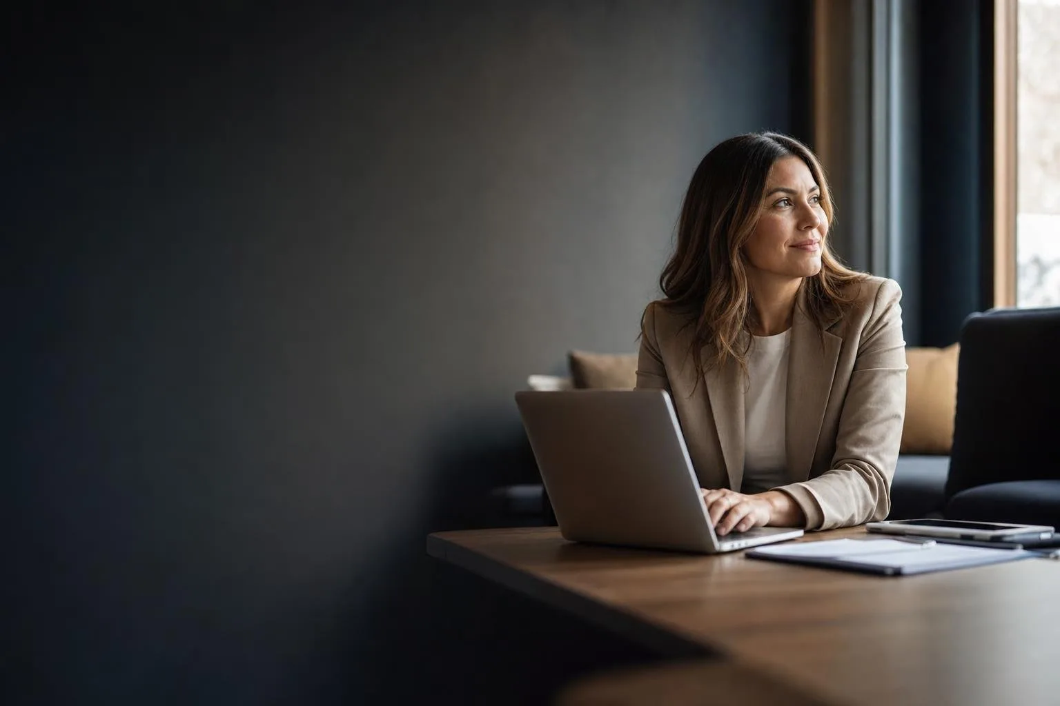 A modern real estate agent's workspace